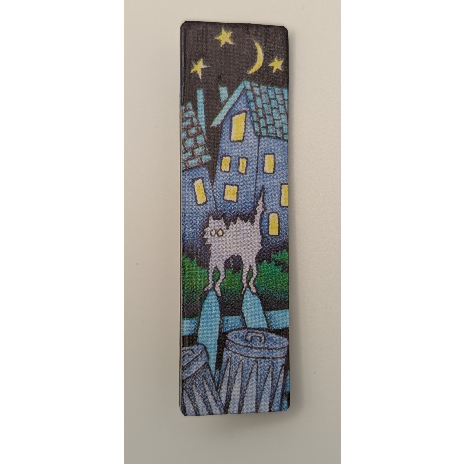 Vintage Signed Dvs Alley Cat Moon Night Scene Bar Brooch Pin Whimsical 20$